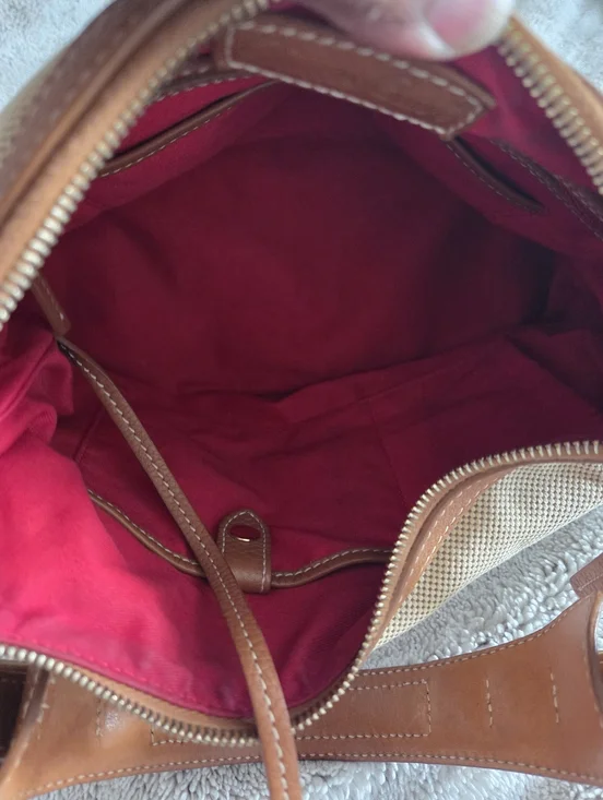 Dooney & Bourke Tan Canvas and Brown Leather Shoulder Bag - Picture 6 of 13